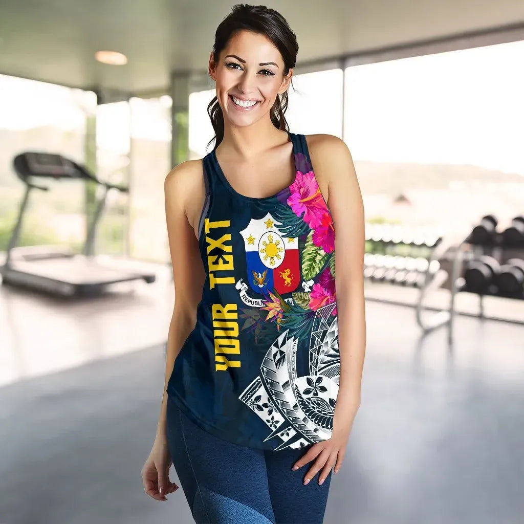 The Philippines Personalised Women's Racerback Tank, Summer Vibes RLT6 - Wonder Print Shop