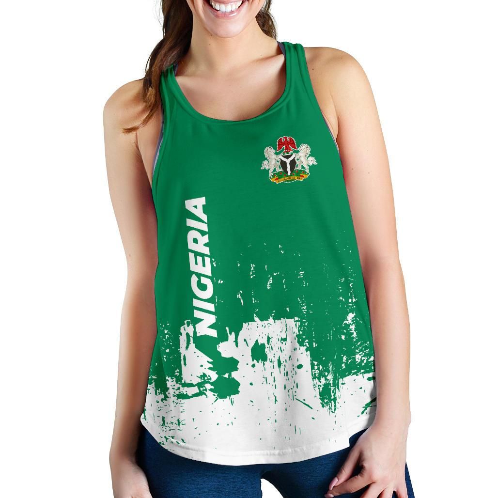 Nigeria Women Racerback Tank, Smudge Style RLT8 - Wonder Print Shop