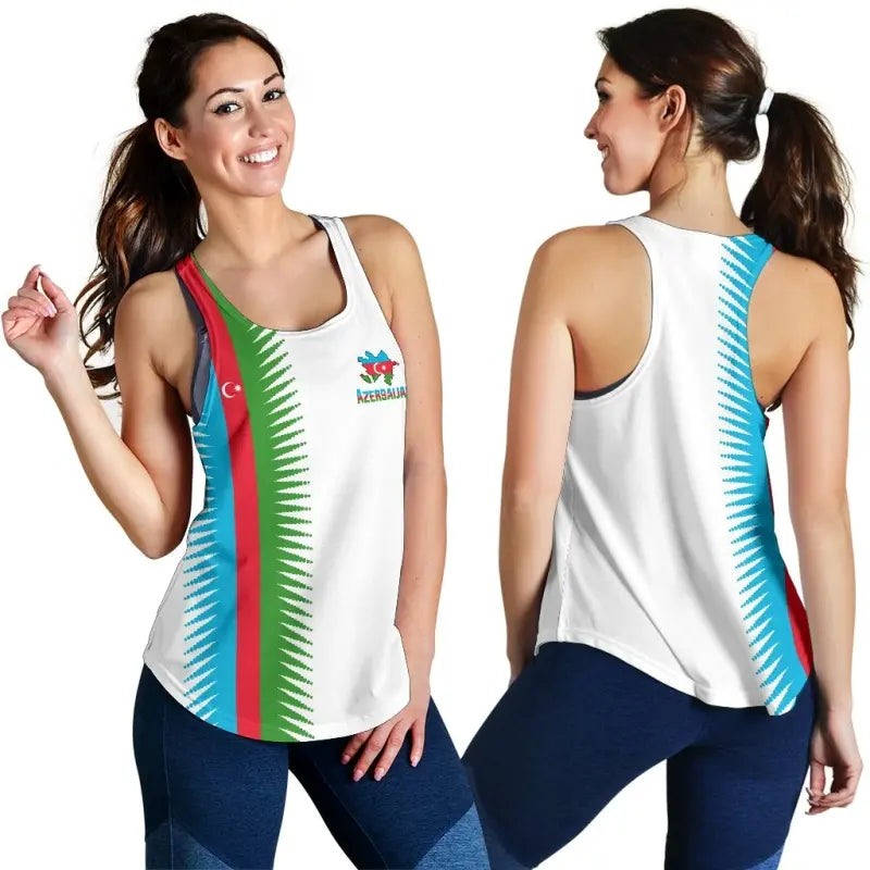 Azerbaijan Womens Racerback Tank United Flag (White) RLT8 - Wonder Print Shop