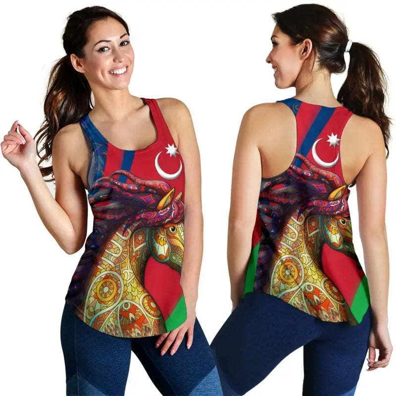 Azerbaijan Pride and Heritage Womens Racerback Tank , Happy Independence Day RLT8 - Wonder Print Shop