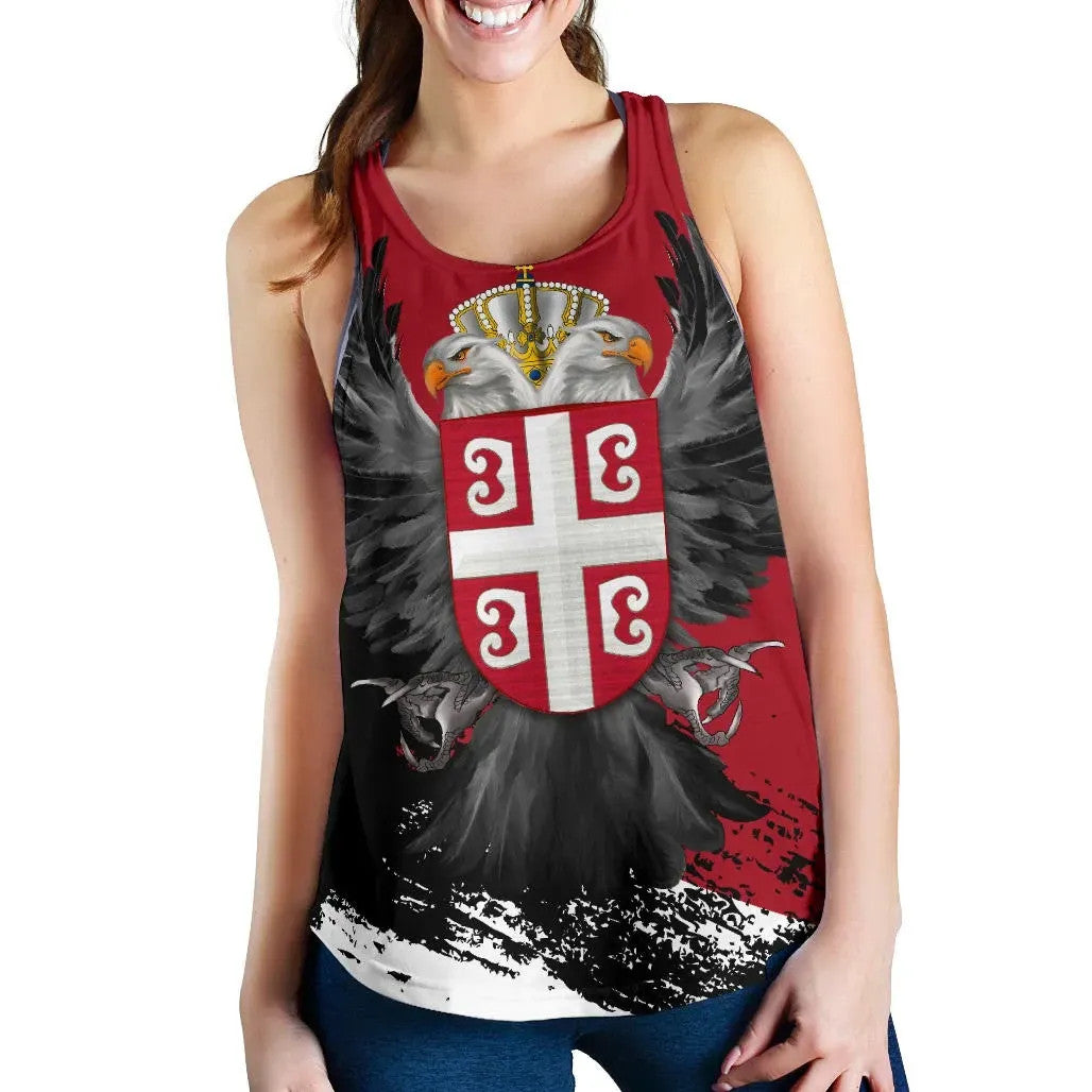 Serbia Women's Racerback Tank Serbian Eagle Tattoo RLT7 - Wonder Print Shop