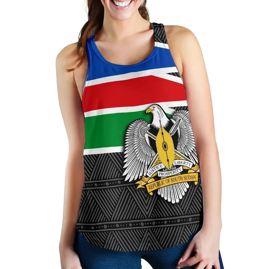 South Sudan Womens Racerback Tank Flag Coat Of Arms RLT8 - Wonder Print Shop