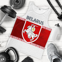 Flat-lay Belarus tank top with red shield crest and BELARUS lettering