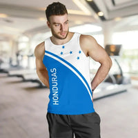 Men's blue-and-white Honduras tank top with curved white stripe and star accents