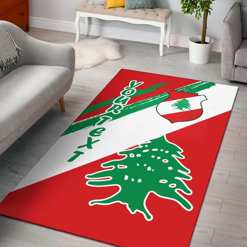 Lebanon Personalised Area Rug - Lebanon Flag Polygon Style24 RLT6 - Wonder Print Shop