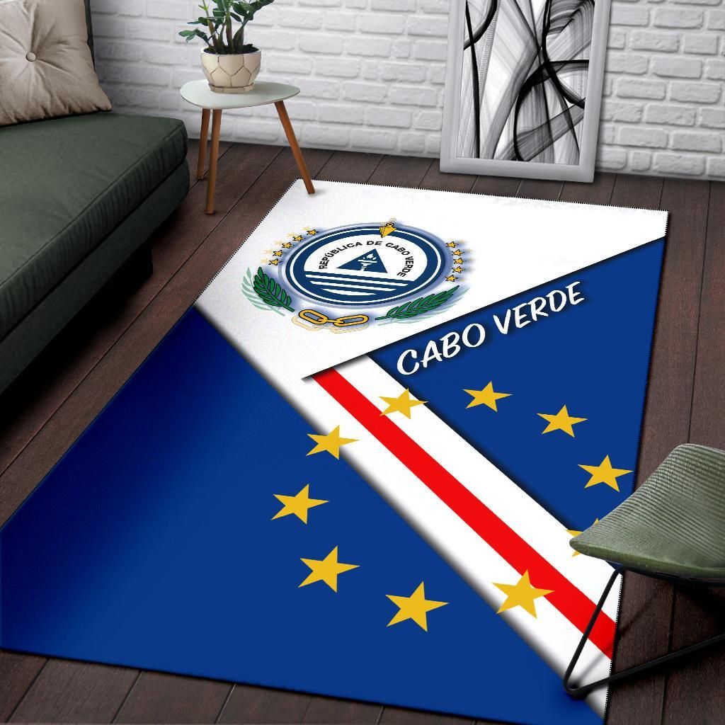 Cabo Verde Area Rug - Cabo Verde Flag And Coat Of Arms RLT7 - Wonder Print Shop