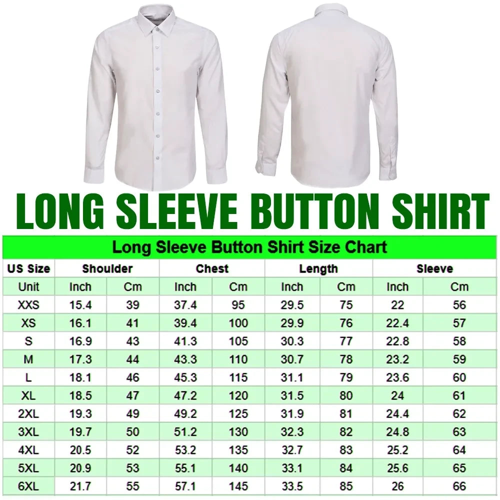 White long-sleeve button shirt, front and back view, plain solid fabric