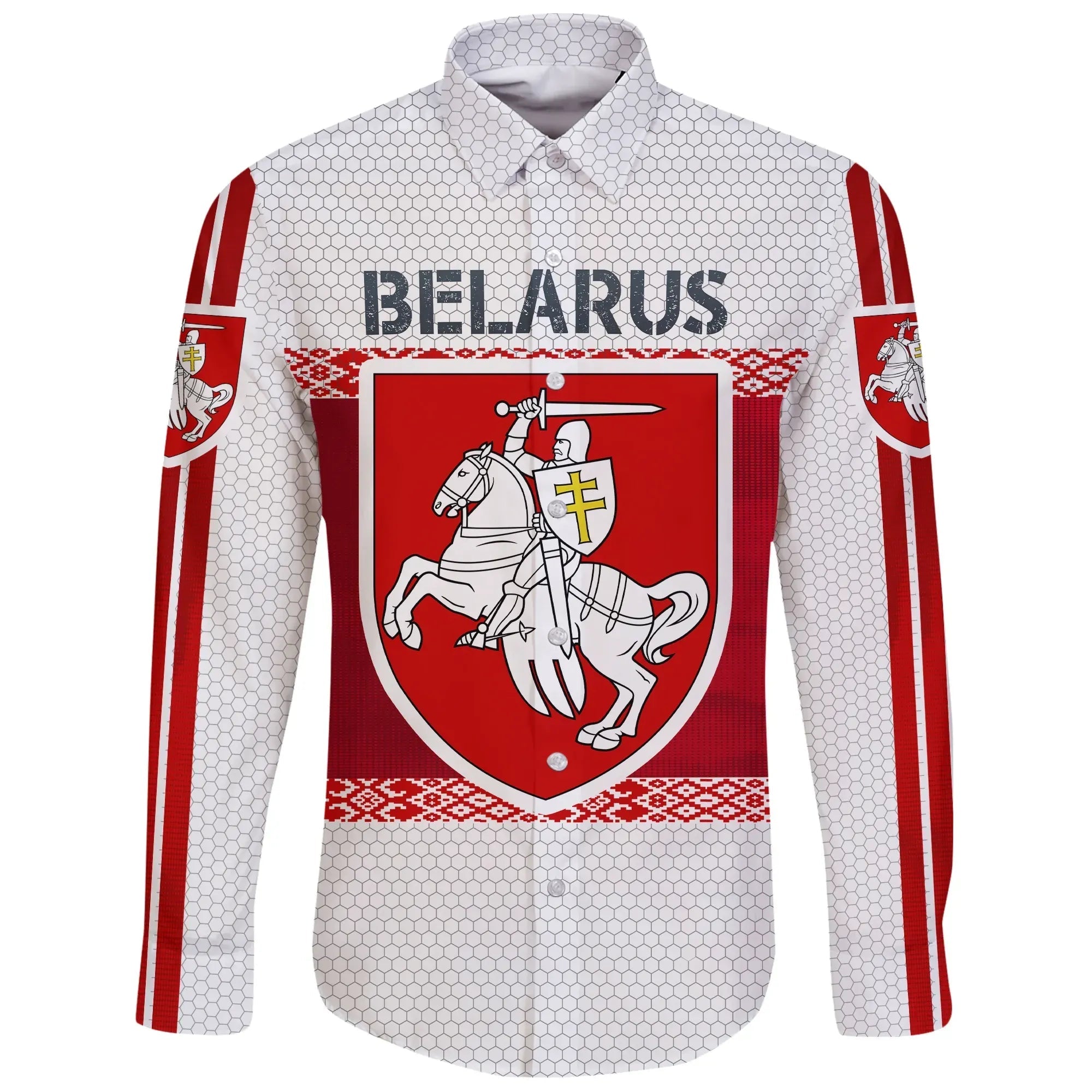 Belarus Coat of Arms Long Sleeve Button Shirt Special RLT6 - Wonder Print Shop