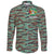 Army Guyana Tiger Stripe Camouflage Seamless Flag And Coat Of Arms Long Sleeve Button Shirt RLT8 - Wonder Print Shop