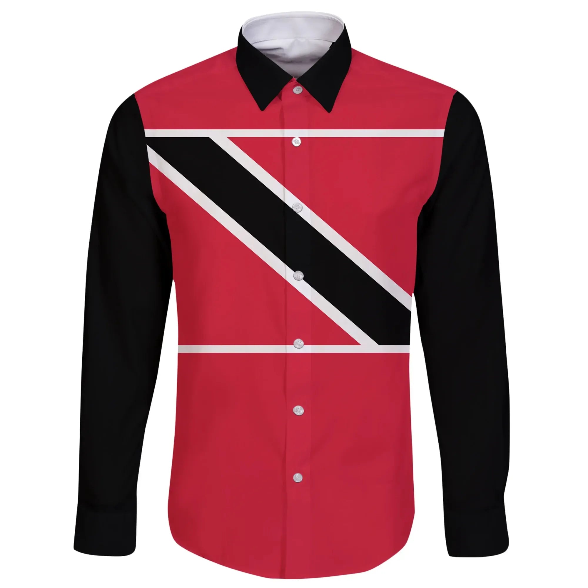 Trinidad and Tobago Long Sleeve Button Shirt RLT6 - Wonder Print Shop