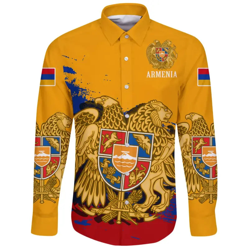 Armenia Special Long Sleeve Button Shirt - Yellow Version RLT8 - Wonder Print Shop