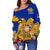 Armenia Womens Off Shoulder Sweater , Armenia Blue RLT8 - Wonder Print Shop