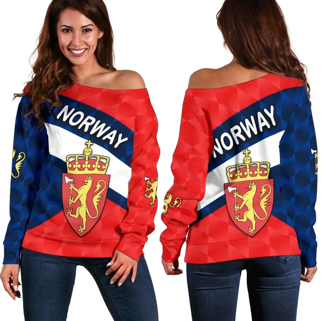 Norway Women Off Shoulder Sweater Sporty Style RLT7 - Wonder Print Shop