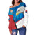 Serbia Women Off Shoulder Sweater White Eagle Version RLT7 - Wonder Print Shop