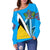 Saint Lucia Off Shoulder Sweater, Flag With Coat Of Arms RLT6 - Wonder Print Shop