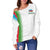 Azerbaijan Off Shoulder Sweater United Flag (White) RLT8 - Wonder Print Shop