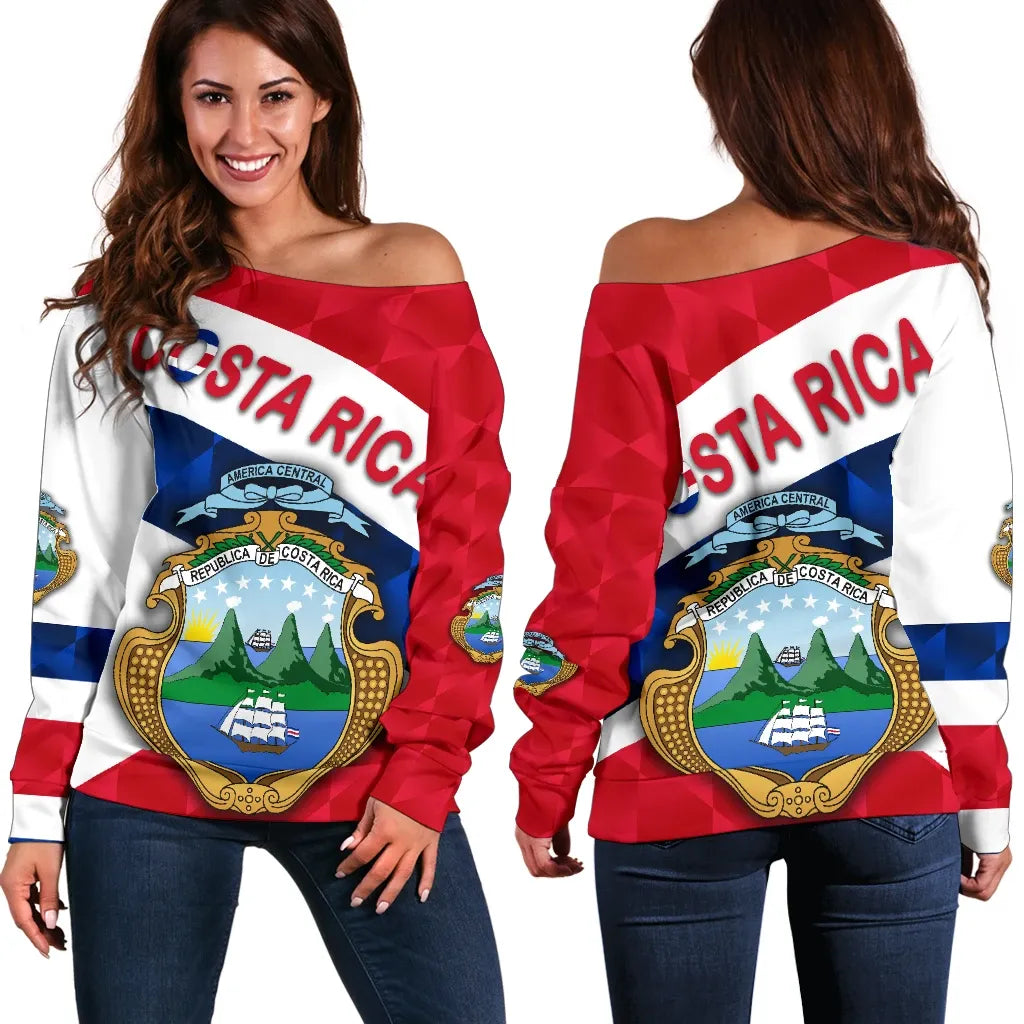 Costa Rica Women Off Shoulder Sweater Sporty Style RLT13 - Wonder Print Shop