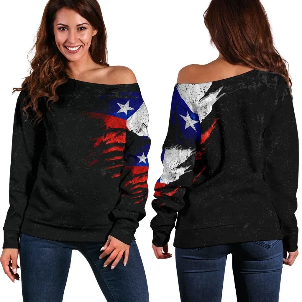 Chile in Me Women's Off Shoulder Sweater - Special Grunge Style RLT7 - Wonder Print Shop