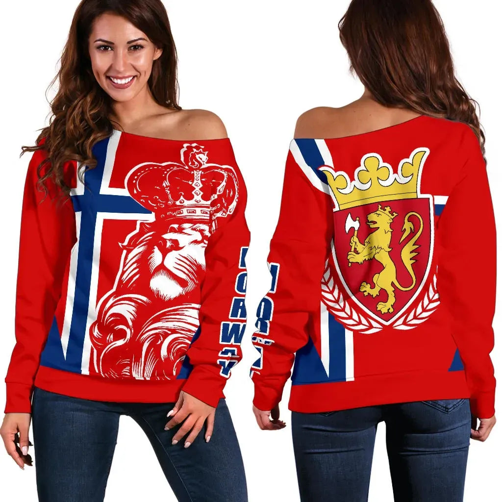 Norway Lion Women's Off Shoulder Sweater RLT7 - Wonder Print Shop