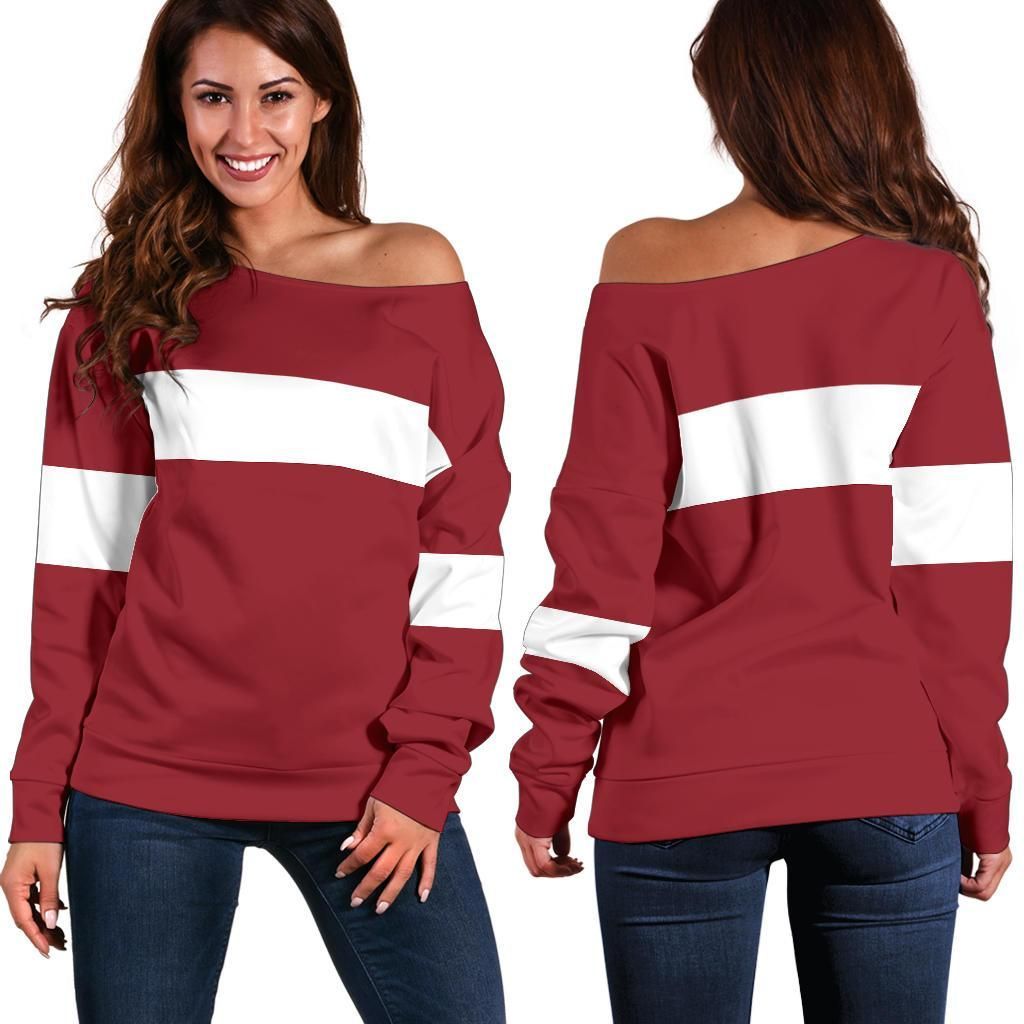 Latvia Off Shoulder Sweater Original Flag RLT6 - Wonder Print Shop