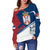 Serbia Women's Off Shoulder Sweater Coat Of Arms Flag Style, RLT7 - Wonder Print Shop