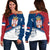 Serbia Women's Off Shoulder Sweater Coat Of Arms Flag Style, RLT7 - Wonder Print Shop