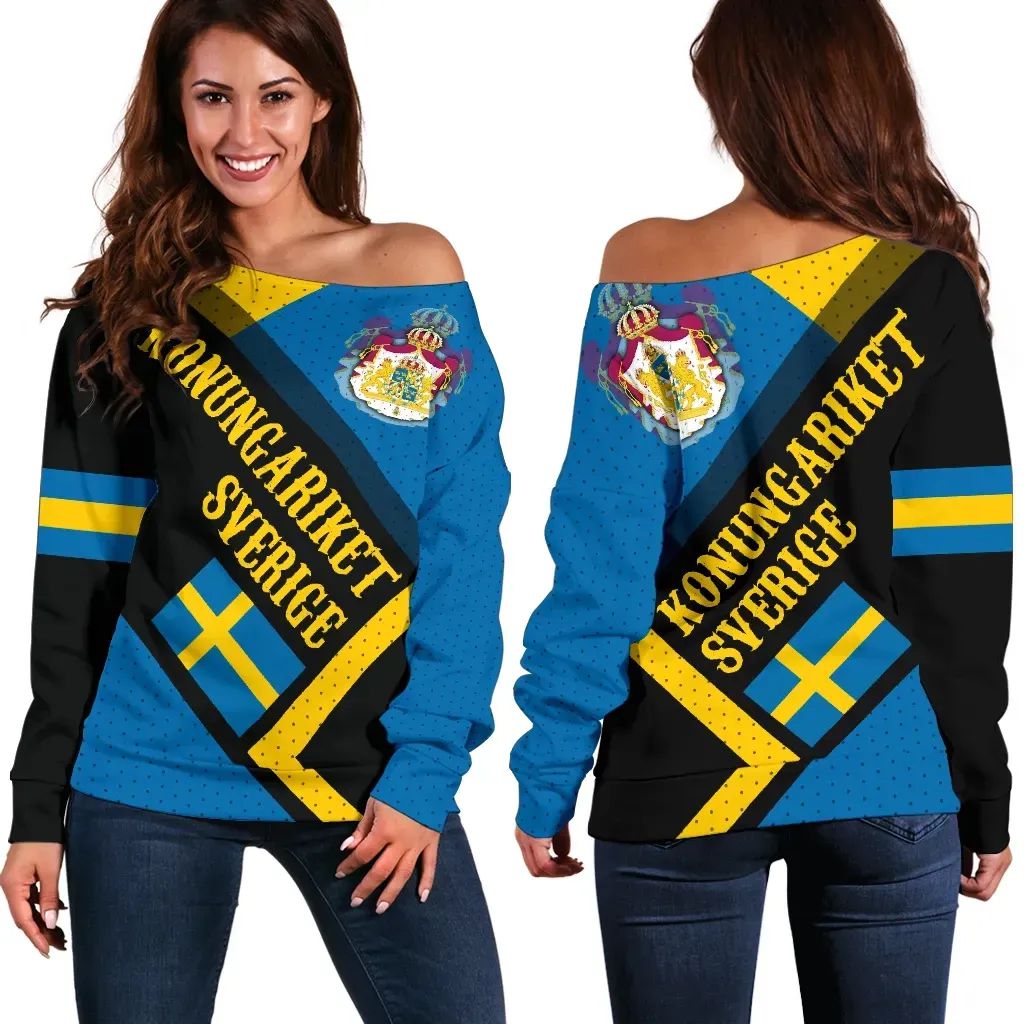 Sweden Women's Off Shoulder Sweater Kingdom Of Sweden RLT7 - Wonder Print Shop