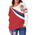 Serbia Women's Off Shoulder Sweater Serbia Flag Red, RLT7 - Wonder Print Shop