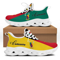 Cameroon clunky sneakers, green/red/yellow upper, white laces, white chunky sole