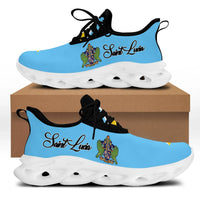 Saint Lucia clunky sneakers, black upper with blue detailing, black laces, white chunky sole