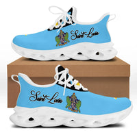 Saint Lucia clunky sneakers, blue upper with white laces and white chunky sole