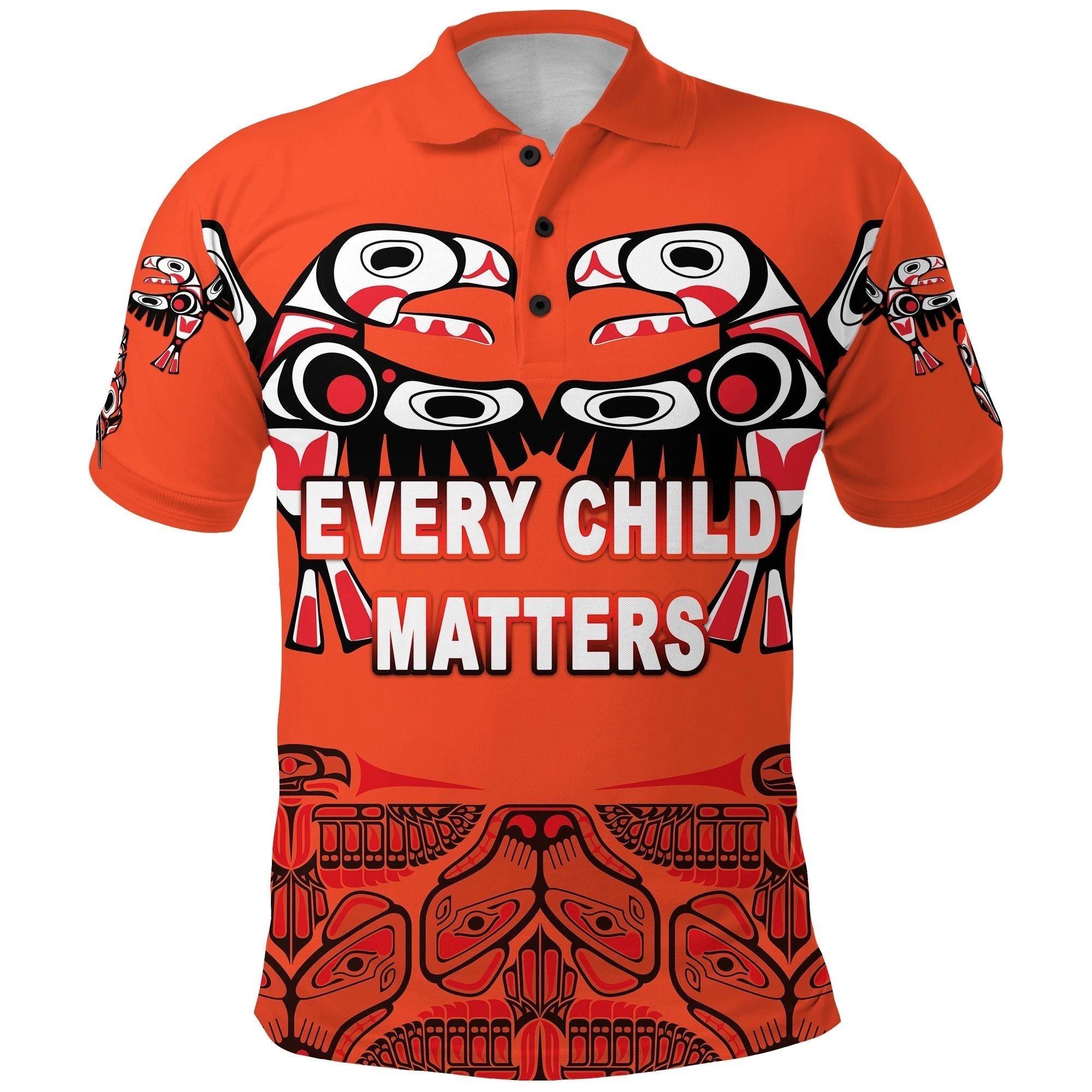 Orange Shirt Day Polo Shirt Every Child Matters Totem Bird Indigenous LT8 - Wonder Print Shop