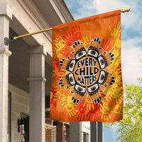 Orange house flag with 'Every Child Matters' owl graphic and red handprint bursts