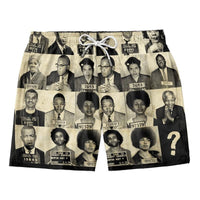 Kurzshorts mit Kordelzugbund und Porträt-Collage-Print, Schwarz/Helltöne