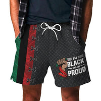 Black LT20 short with white drawstring, textured fabric, and 'Black Proud' print