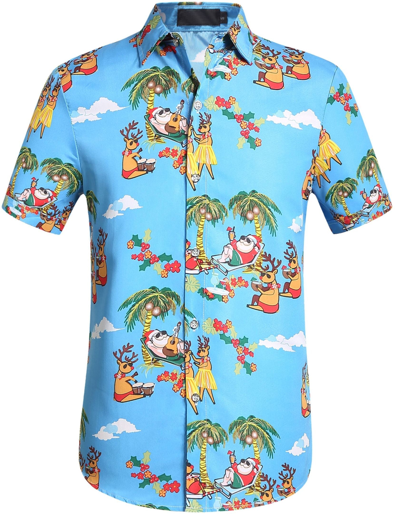 Christmas in July Hawaiian Shirt Santa On The Beach With Reindeers LT8 - Wonder Print Shop