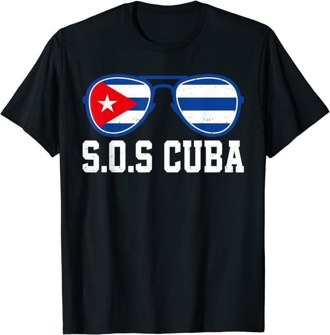 Sos Cuba Flag Sunglasses Cotton T shirt LT10 - Wonder Print Shop