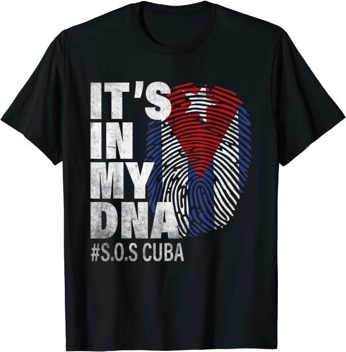 Sos Cuba Cuba Flag Cuban Pride it's in my DNA Men Women Cotton T shirt LT10 - Wonder Print Shop