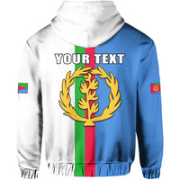 Back of custom hoodie with 'YOUR TEXT' and Eritrea emblem over flag-striped panel