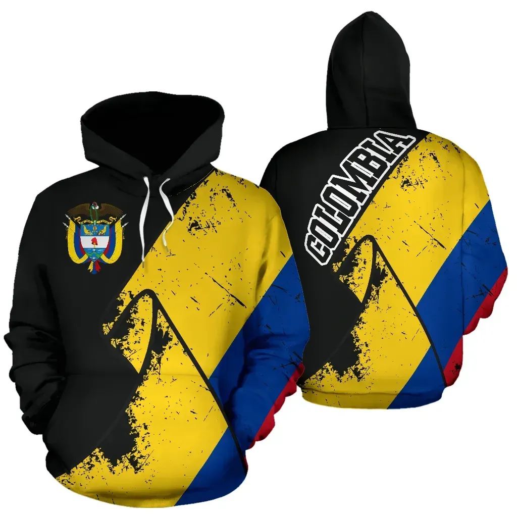 Colombia Special Grunge Flag Pullover Hoodie RLT7 - Wonder Print Shop