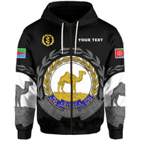 Black zip hoodie with Eritrea coat of arms graphic, sleeve flags, and front text