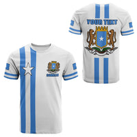 White Somalia flag graphic T-shirt with blue stripes and large star front print