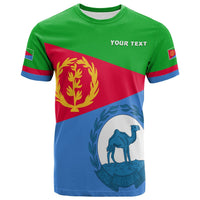 Green custom Eritrea T-shirt, front flag print with “YOUR TEXT”