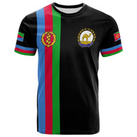 Black Eritrea T-shirt with vertical stripes and gold crest on left chest
