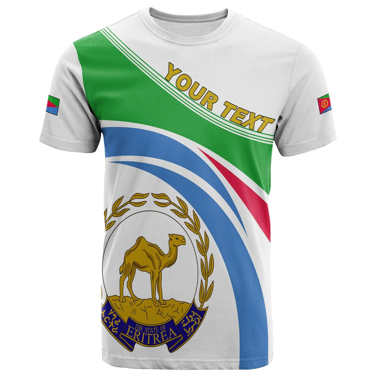 White T-shirt with Eritrea map and coat of arms, large front print
