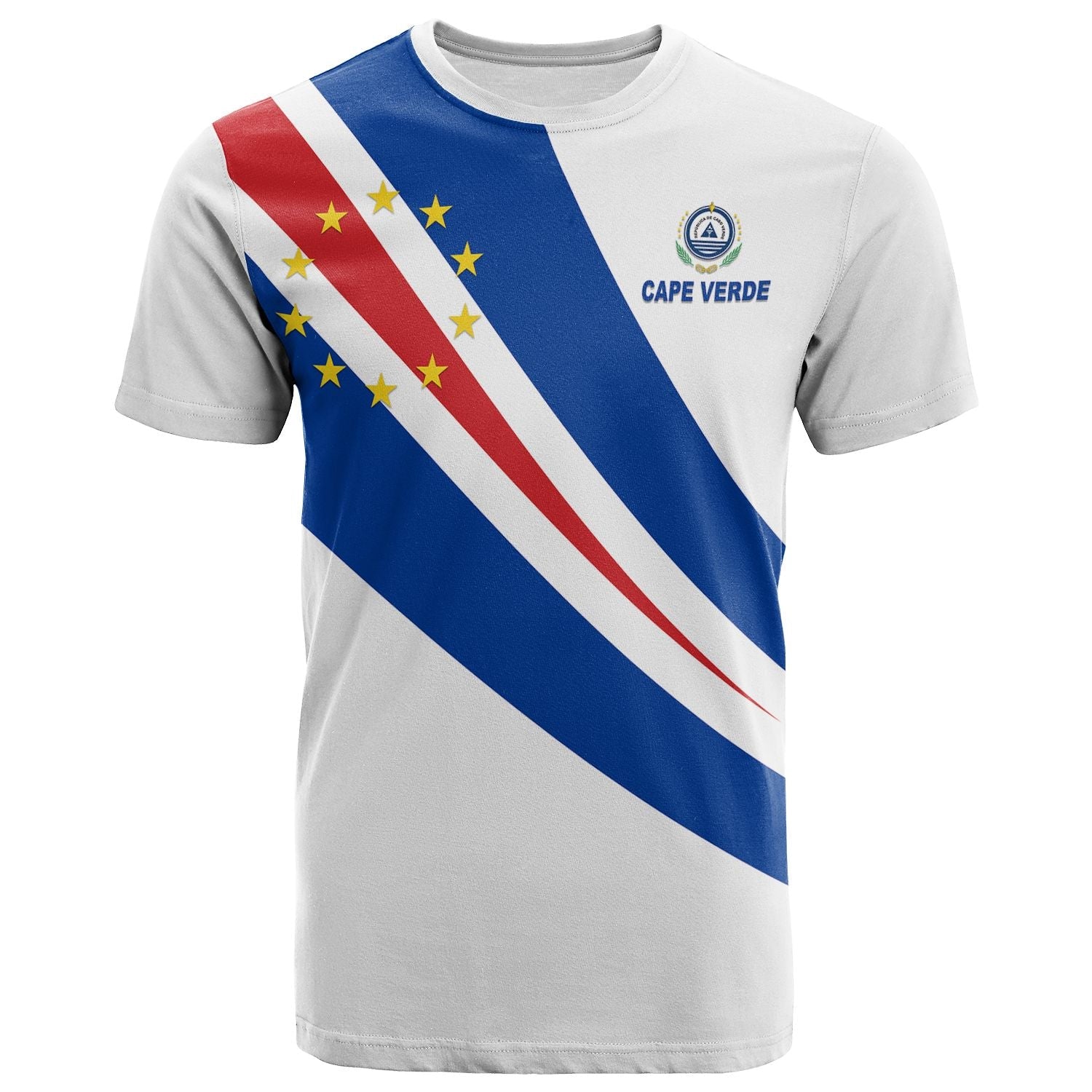 Cape Verde T Shirt Flag Version White LT13 - Wonder Print Shop