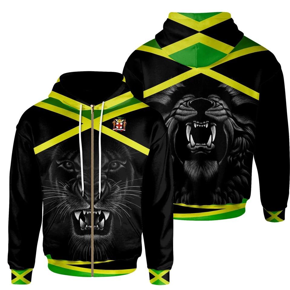 Jamaica Zip Hoodie Lion Flag Color LT13 - Wonder Print Shop