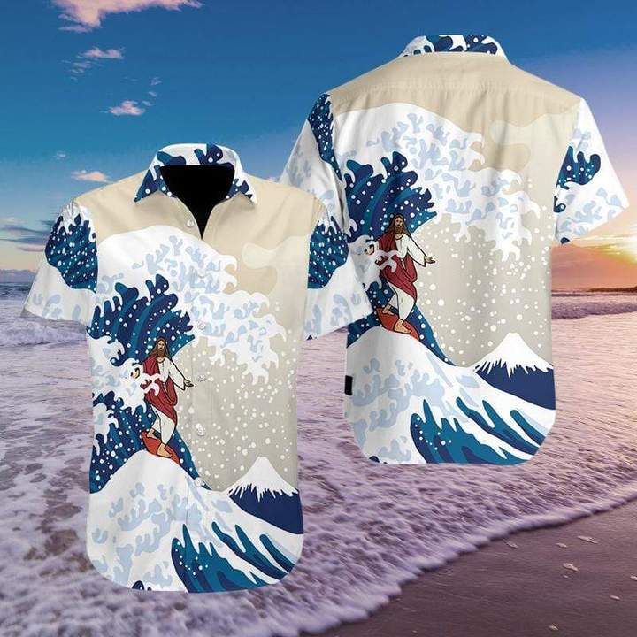 Jesus Surfing Hawaiian Shirt LT13 - Wonder Print Shop