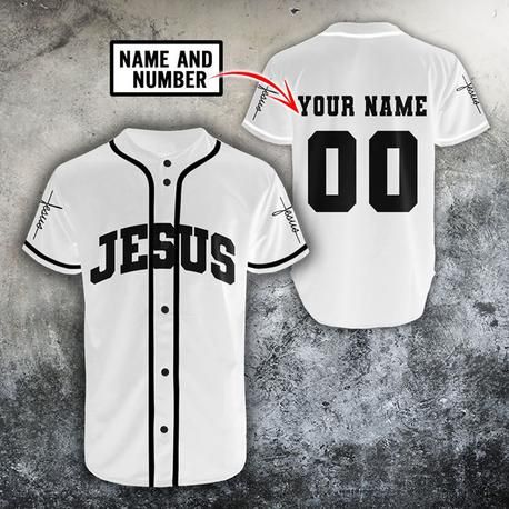 (Custom Personalised) Jesus Christian Baseball Jersey - Custom Text and Number LT13 - Wonder Print Shop