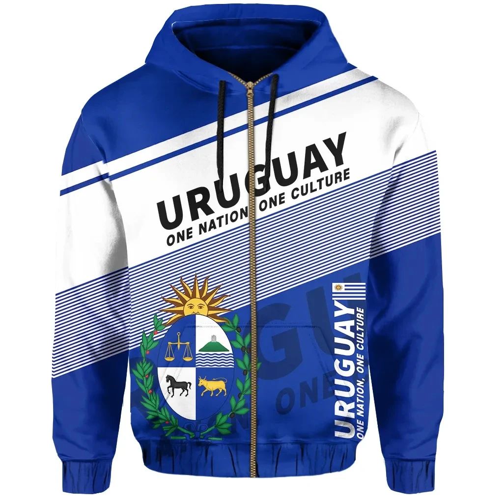 Uruguay Zip Hoodie Coat Of Arms Limited LT13 - Wonder Print Shop